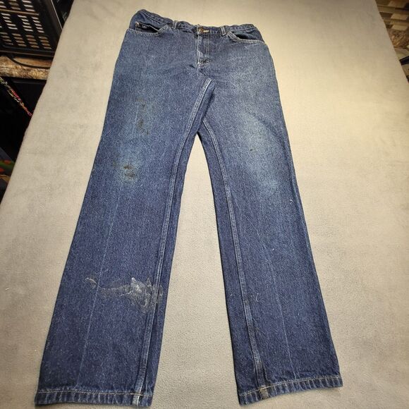 Vintage Lee Jeans Mens 32x32 Blue Straight Leg Distressed Denim Thrashed Grunge - Picture 1 of 14